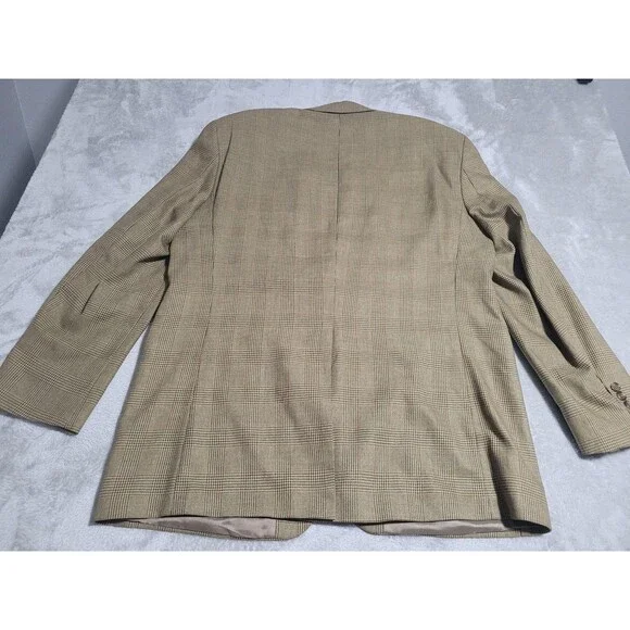 Ralph Lauren Sport Coat Mens 44 Long Beige Plaid Tweed Blazer 2 Button - Picture 11 of 14